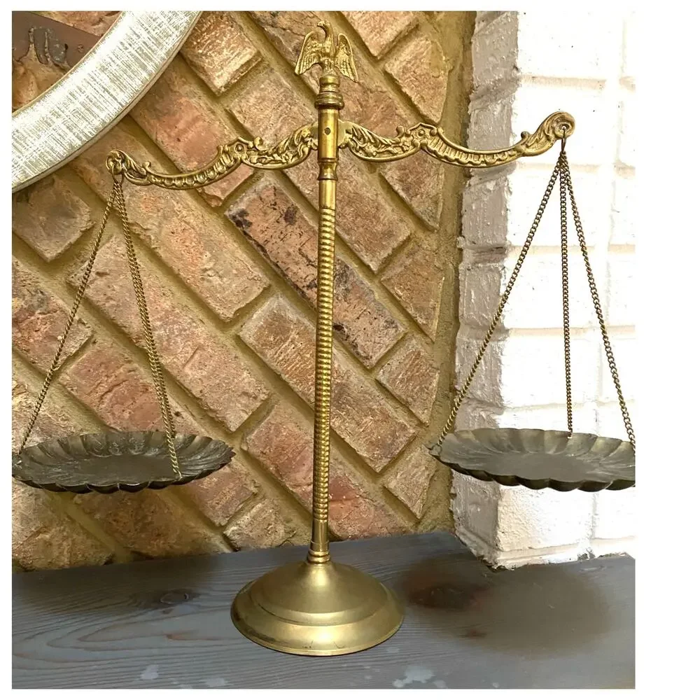 Vintage Brass Scales with Eagle Finial Americana Military